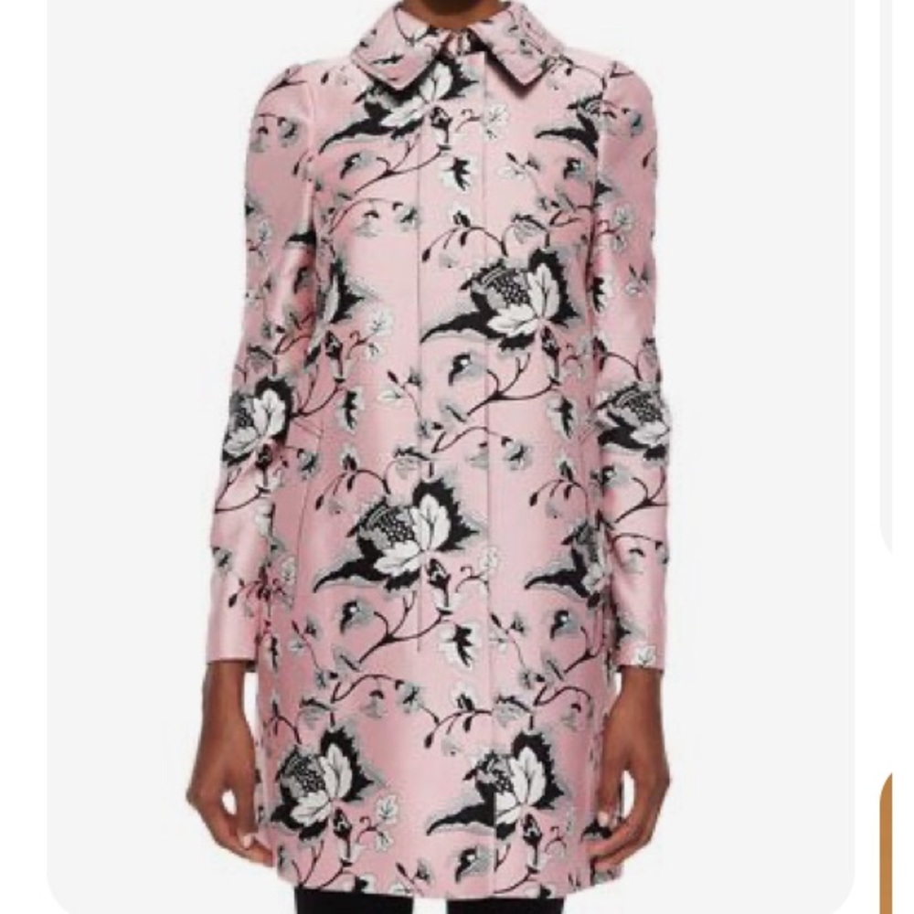 Diane von Furstenberg Amana Floral Print Trench Coat Wool & Silk Blend Size 6